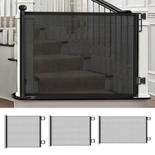 Baby Safety Gate Retractable Door Extra-Wide Pet Dog Indoor Outdoor Stair Guard