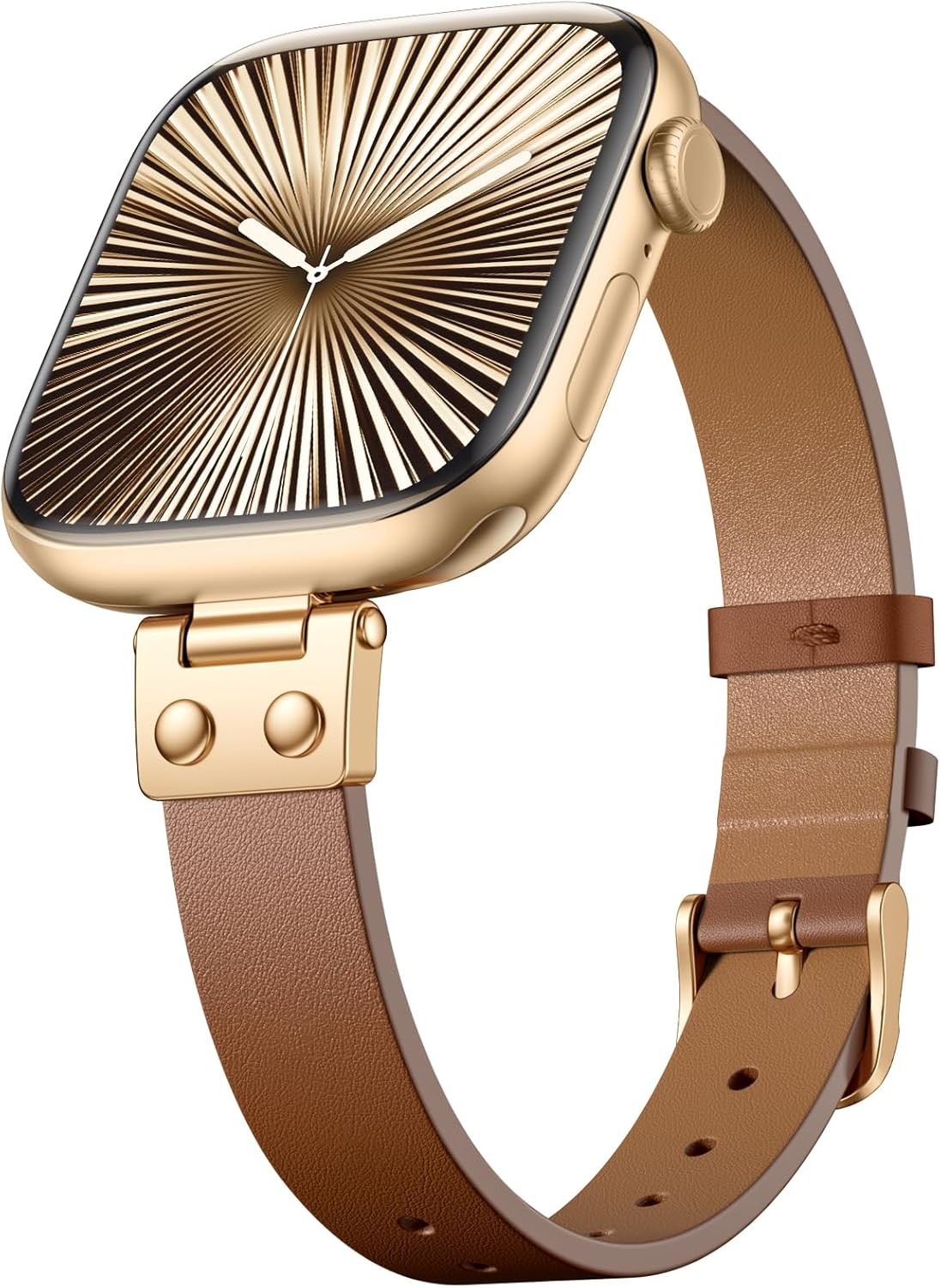 Slim Leather Strap Compatible with Apple Watch Series 7 40mm 41mm Brown