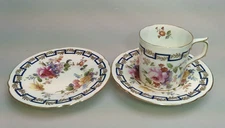Royal Crown Derby England 4316 Floral Teacup & Saucer + Plate Set 1920s Antique