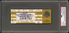 1999 Jim Abbott 1st MLB Hit Baseball Signed Full Ticket Certified PSA 8 DNA 10
