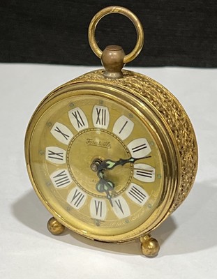 Koch Vintage Alarm Clock Winding Time Gold Filigree West Germany