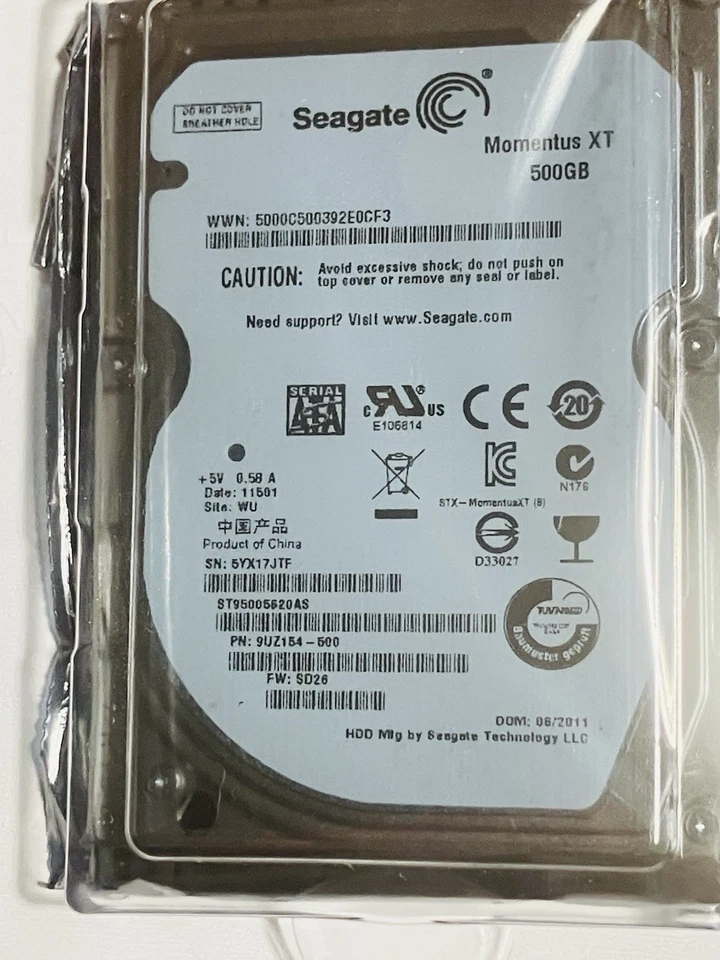 Seagate Momentus XT 500GB 2.5" SSHD ST95005620AS - 7200RPM SATA Hybrid Drive - Image 2 of 3