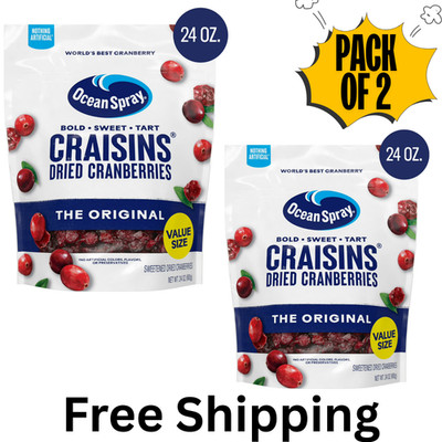 (2 PACK) Ocean Spray Craisins Dried Cranberries Original 24 Oz Bag Each