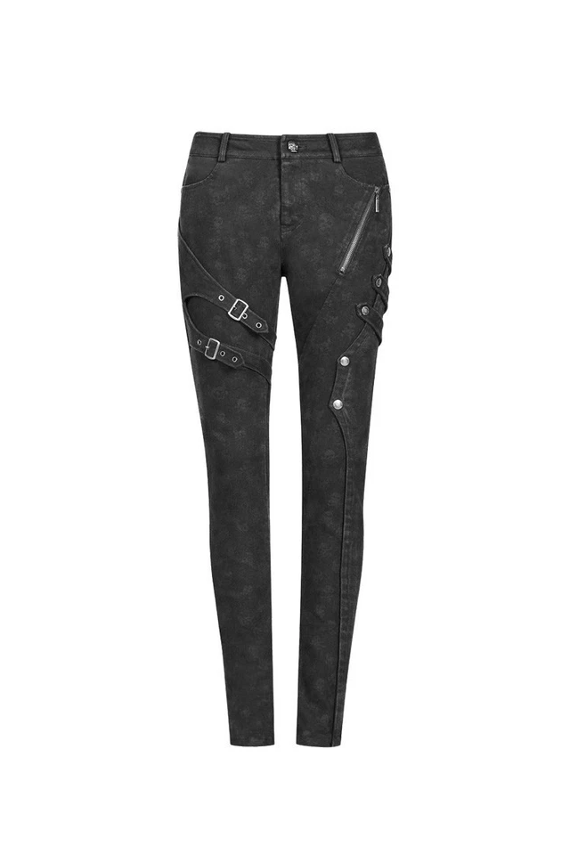 Punk Rave Trousers - Black Gothic Womens Skinny Jeans - Light weathered look - Image 2 of 4