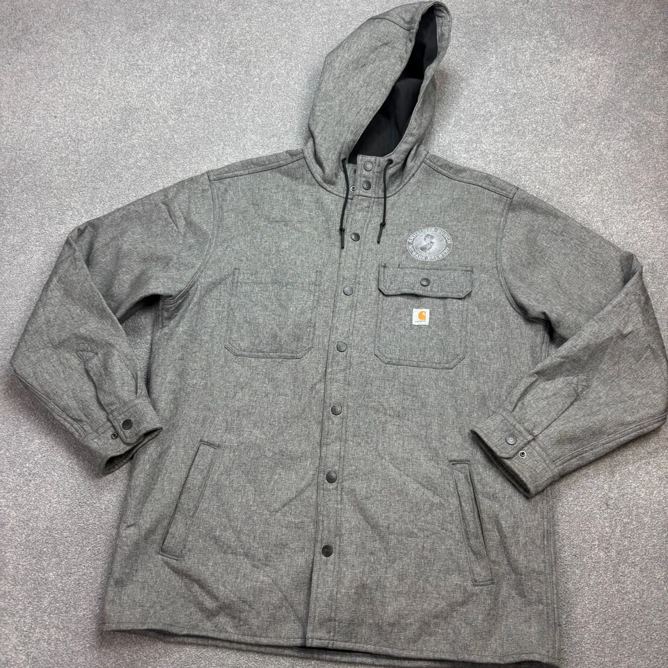 Carhartt Jacket Adult Large Grey Rain Defender Fleece Lined Work Hood Coat Men - Image 2 of 4