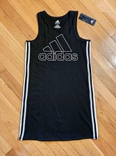 NEW ADIDAS Youth Big Girl Sleeveless Tank Dress, Black YXL-16 