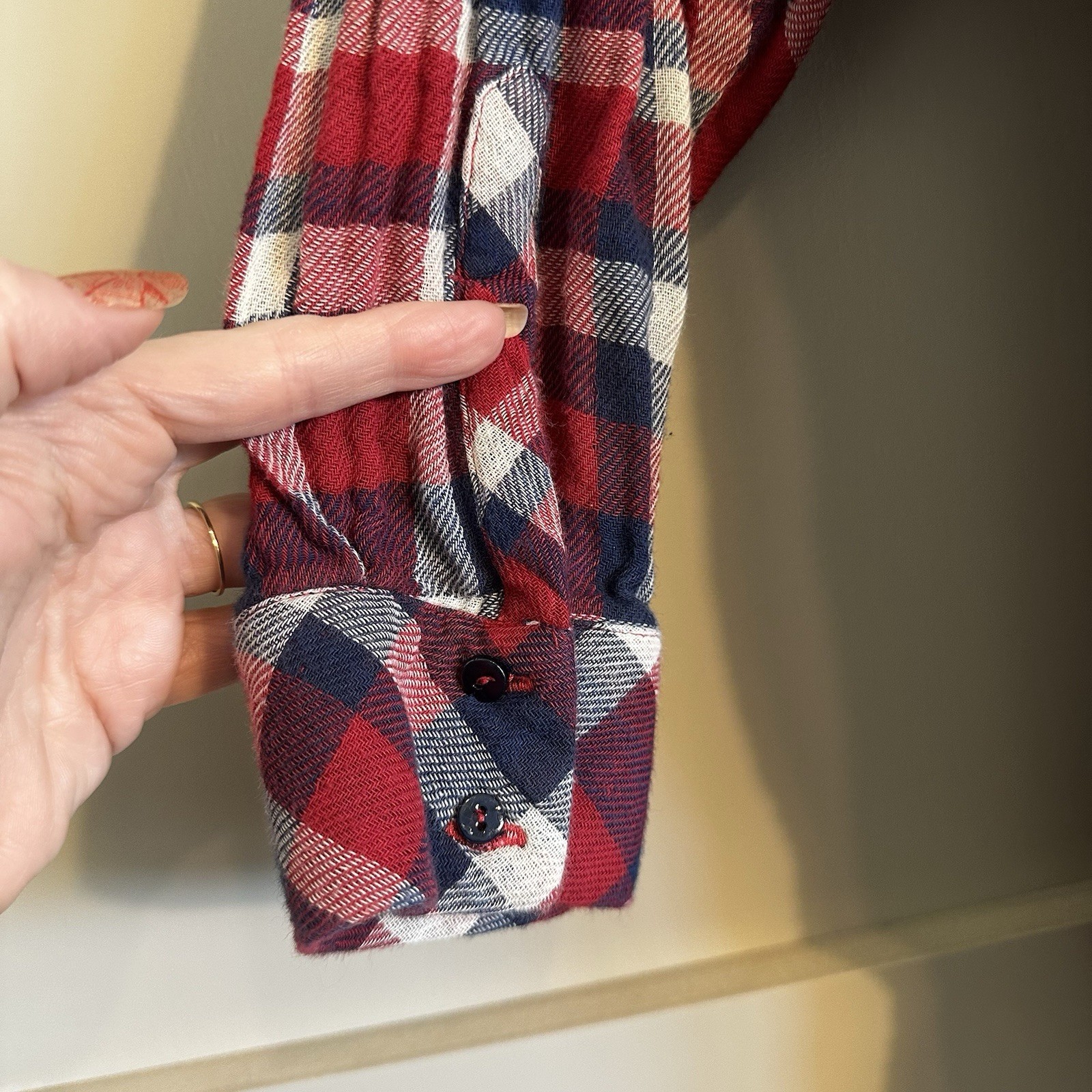 Zara Basic Collection Red Blue Plaid Pockets Butt… - image 10