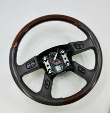 2003-2006 Gm Cadillac Escalade Steering Wheel Wood Grain W Vdk Neutral Leather
