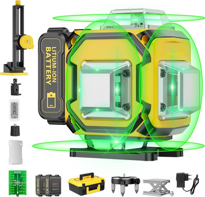 Catlyn Laser Level 360 Self Leveling, 16 Lines 4×360° Green Pulse Mode Yellow 