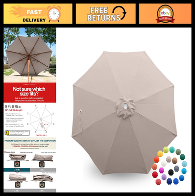 ebay patio umbrella replacement 9ft Patio Umbrella Replacement Canopy - 600D UV Protection, Water  Resistant, Pre