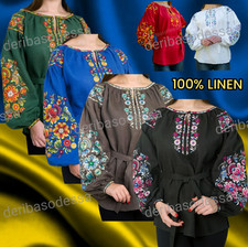 Traditional Ukrainian women's embroidered blouse Vyshyvanka M,L,XL-3XL Linen100 