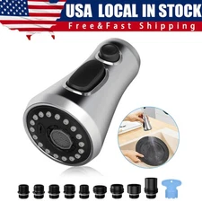 (Chrome Silver) Spray Head Pull Down Kitchen Faucet Replacement Part For Moen