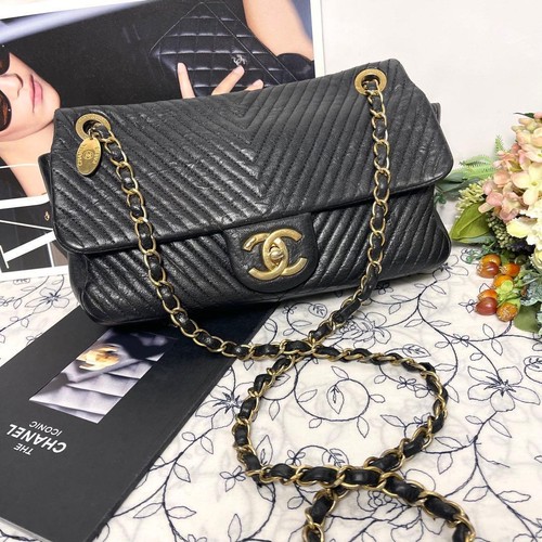 Chanel Double Flap Chevron V-Stitch Shoulder Bag