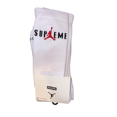 Jordan X Supreme Socks, White, Men's LARGE 8-12, 2 Pairs, AJ