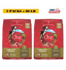 2 Packs, Purina® ONE® Adult Dog Dry Food - Lamb & Rice, High-Protein 40 Lb 1.03 per pound