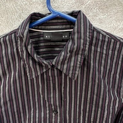 Attention M Black Metallic Silver Pink Striped Dark Academia Goth Shimmer Y2K
