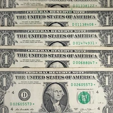 2013 D Star Notes 1 Dollar Bill 3.2M Pack Run 1 of 2 Lot Of 5 #ST029