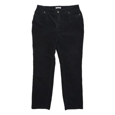 PER UNA Pantalon Droit En Mélange De Coton Noir Coupe Régulière W33 L28 - Photo 1/4