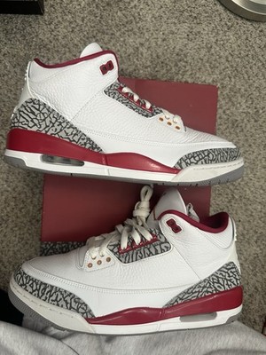 Air Jordan 3 Retro Cardinal Red Cement White Red - Size 12 Clean