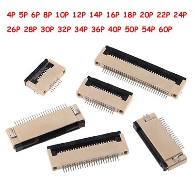 10Pcs 4P/5P/6P/8P/10P - 60P FFC FPC Connector Pitch 0.5mm Under Clamshell Socket