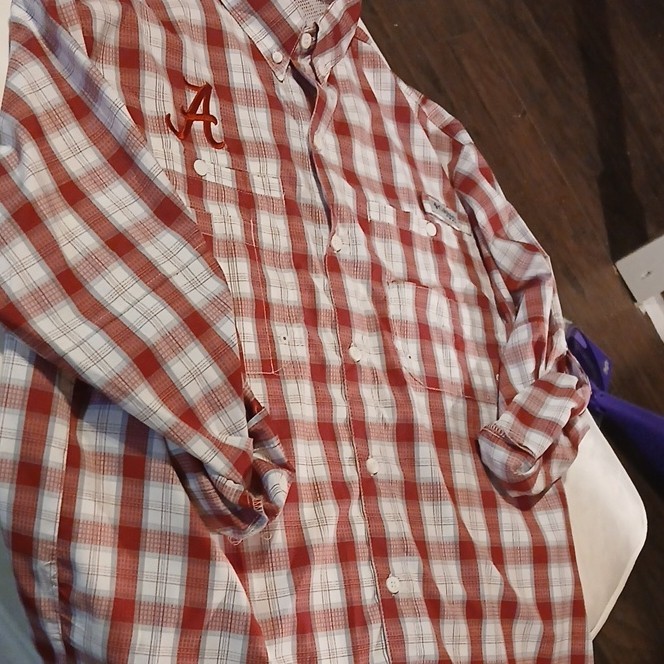Chemise Columbia PFG Super Tamiami Homme Taille L - Rouge à Carreaux, Alabama Crimson Tide