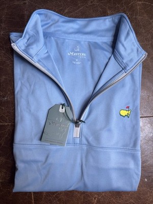 Official Masters Tech Mens Blue 1/4 Quarter Zip Long Sleeve Golf Pullover - NWT