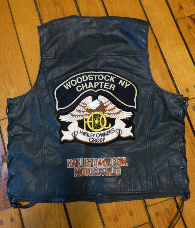 Woodstock New York Harley Davidson Mens XL Black Leather Vest