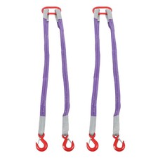 2 Pack 3.3 FT Lifting Slings Straps with Hooks 4410 LBS Two Leg Rigging Straps