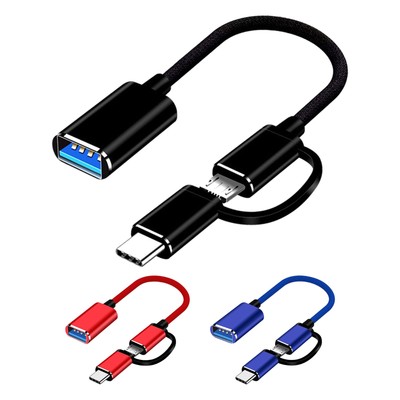 2 In 1 OTG Adapter Cable USB 3.0 To Micr USB Type C Data Sync Adapter Converter