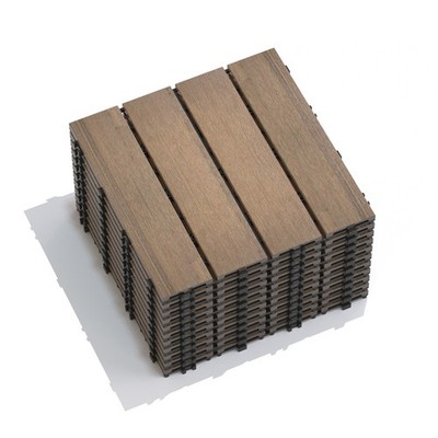 WPC Patio Tiles 22-Pack DIY Interlocking Decking 11.8'' Indoor Outdoor