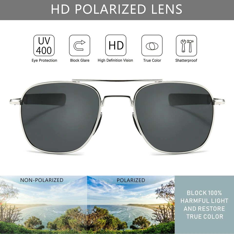 Military Occhiali da sole da uomo Polarized Pilot Style - Bayonet Temples Arg... - Imagen 2 de 4