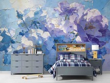 3D Bouquey Oil Paintings Self-adhesive Removeable Wallpaper Wall Mural