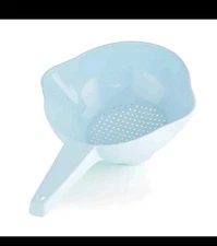 NEW Tupperware Classic Strainer 1 Qt Double Pour Spouts Colander Blue Baby Small