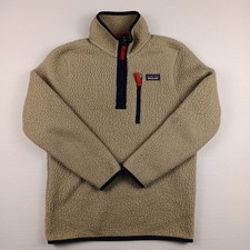 Patagonia Youth M Cream Sherpa Fleece Pullover Retro Jacket Outdoor Warm Layer