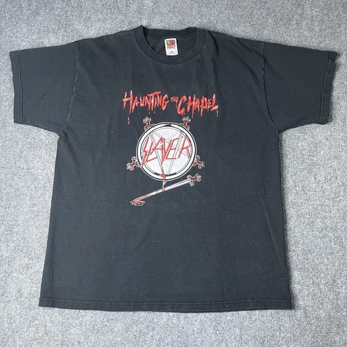 Vtg Slayer Haunting The Chapel Tour T-shirt Mens Xl Heavy Metal Band Tee Black