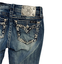 Miss Me Signature Straight Jeans Womens 26 Embellished Pocket Bling Medium Wash