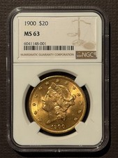 1900 $20 GOLD LIBERTY DOUBLE EAGLE Classic Coin Graded by NGC MS63 : 10706