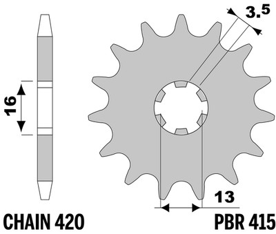 PBR Sprocket Silver in Steel for Suzuki 50 FR 1975-1986 13T