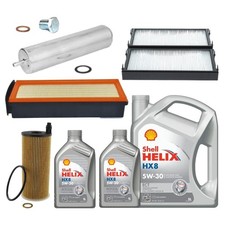FULL SERVICE KIT 7L SHELL HX8 OIL & ALL FILTERS FOR BMW X5 3.0 MSPORT F15 12-18