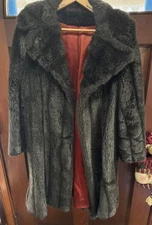 Betty Rose Women's Vintage USA Made Black Faux Fur Coat, Size S