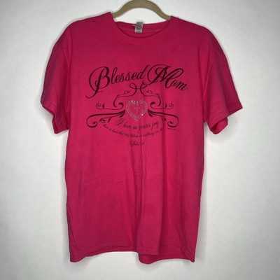 Blessed Mom Bling Heart Christian Women s T-shirt Mother 3 John 1:4 Walk Truth