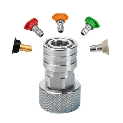 #ad Garden Hose to Pressure Washer Quick Connect Kit 3 4quot; GHT 1 4quot; Adapter 5 Nozzles $23.99