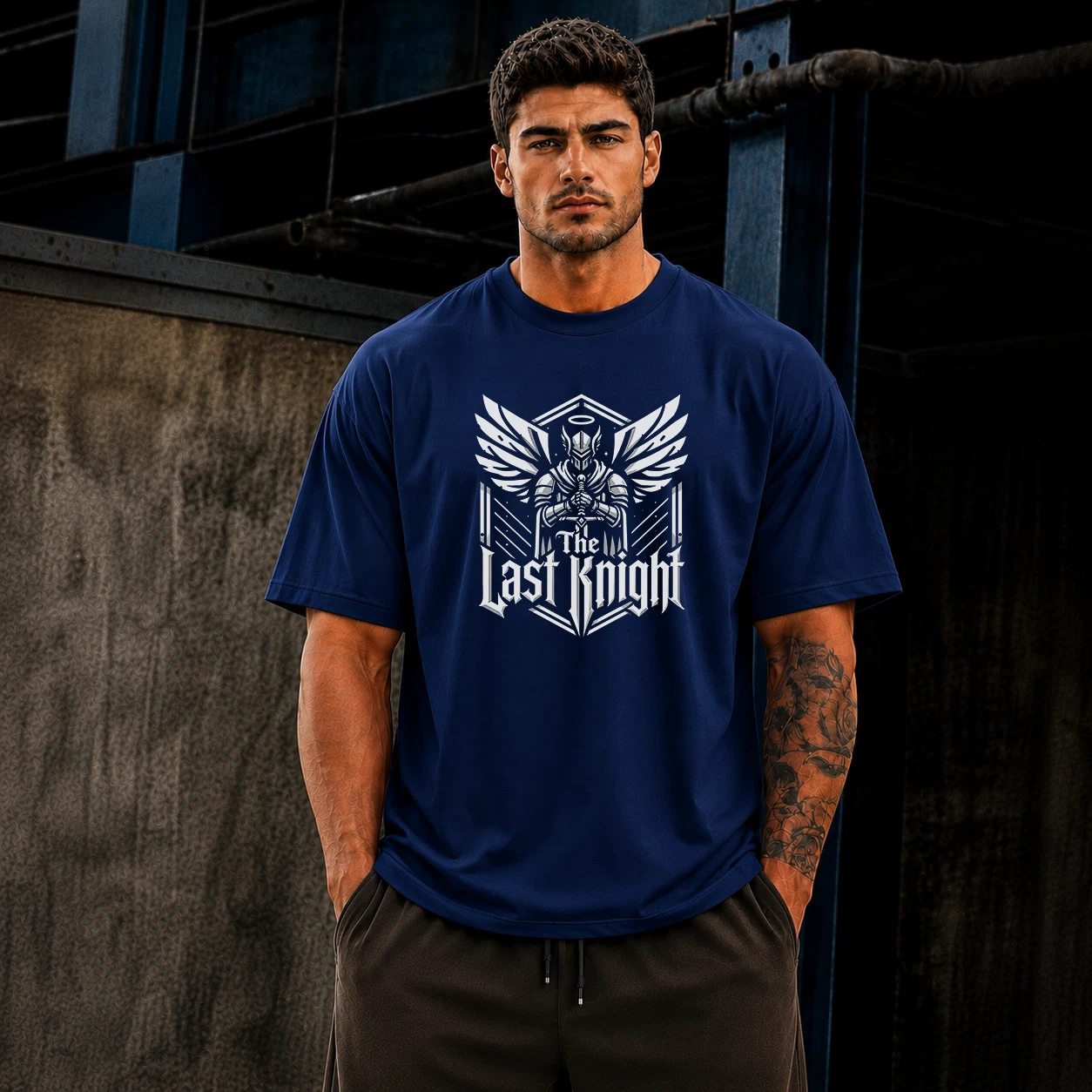 The Last Knight Men's Graphic Cotton T-Shirt Gothic Gothic Warrior Oversized Tee - Picture 6 of 14