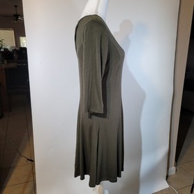 NUON Olive Green Long Sleeve Criss Cross Lace Up Back Mini Dress Size XL