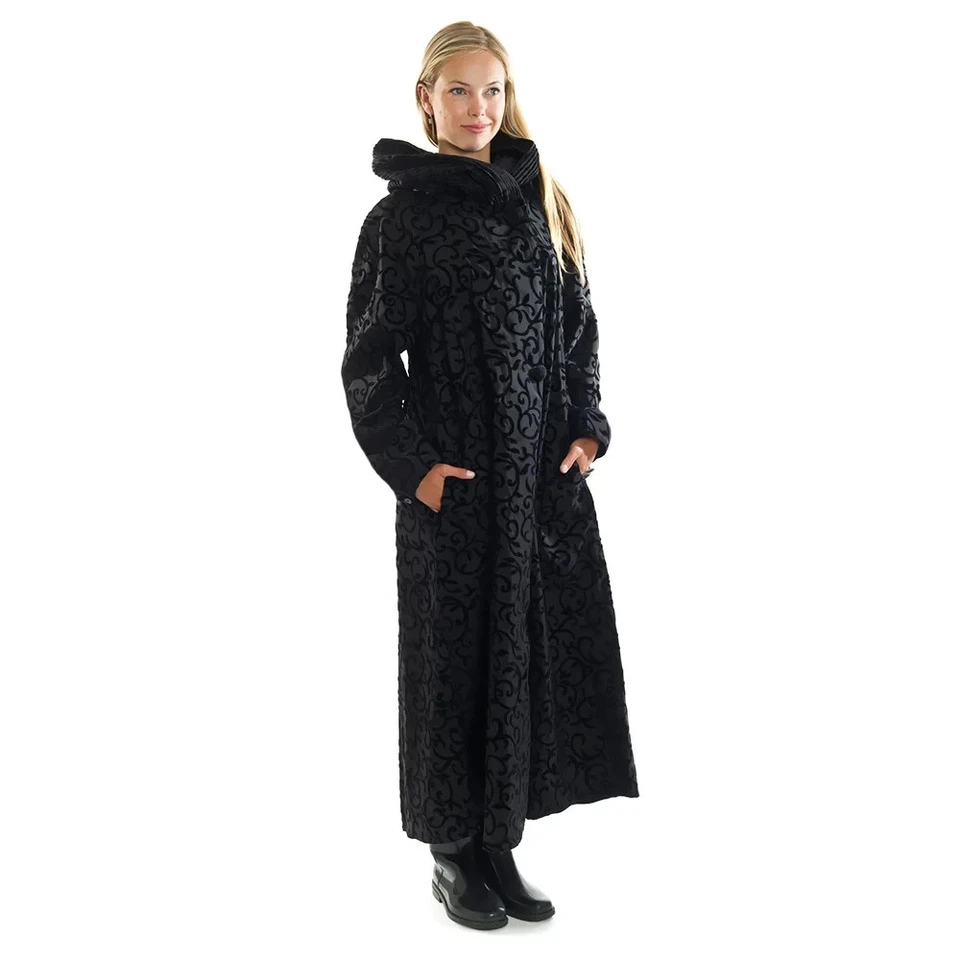 Impermeable largo con capucha pergamino terciopelo reversible negro MYCRA PAC 2 = M/L Foto 3 de 4