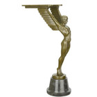 BRONZE ART DECO SCULPTURE ICARUS GREEK MYTHOLOGY WINGED FIGURE ON MARBLE BASE