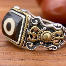 Silver Plated Tibetan Style Adjustable Ring Unisex Vintage Tribal Jewelry