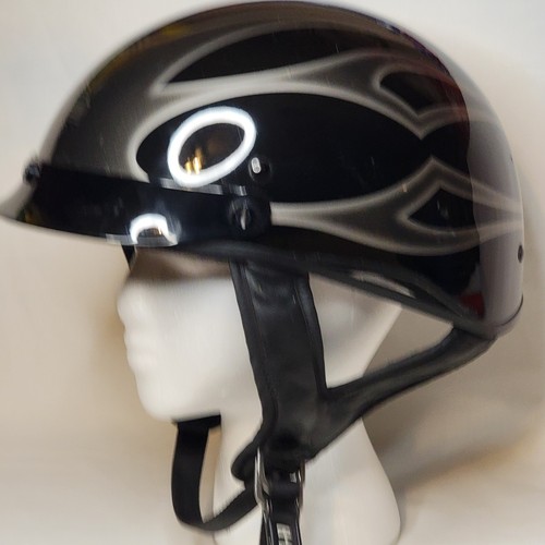Harley Davidson Helmet Size Large 59-60cm, Half Shell - DOT Flames HD Logo Strap