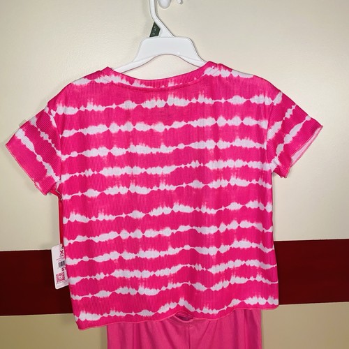 Justice Girls 2 Piece Pajama Set Top Shorts Sz XL 16/18 Flamigo Hot Pink NEW - Picture 3 of 13