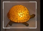 VTG Turtle Lamp Amber Tiffany Style Glass Brass Base Tortoise Night Light Switch